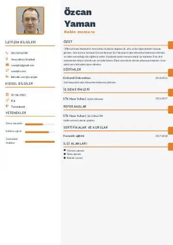 Hostes CV Örnekleri cv indir